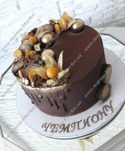 Торт без мастики с декором из фруктов и шоколада