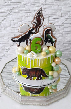 Торт для мальчика на 6 лет с динозаврами.