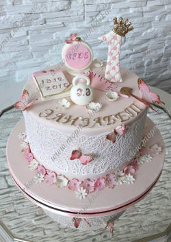 Торт на 1 годик для девочки с метрикой Торт на 1 годик для девочки с метрикой