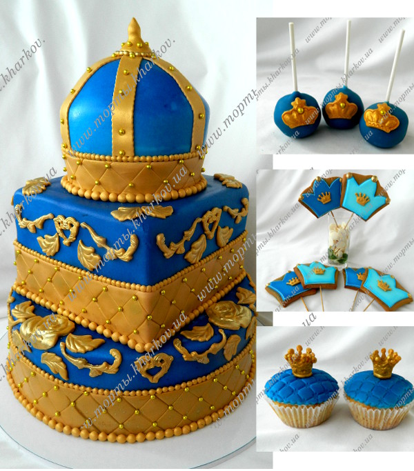Торт с короной для мальчика на 1 годик